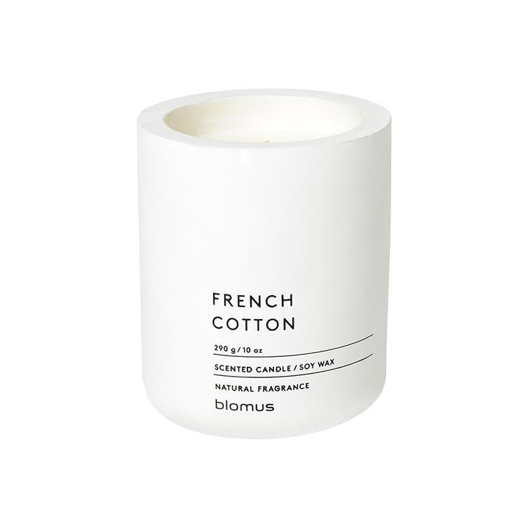 Blomus Scented Candle in Concrete Container French Cotton White FRAGA Large