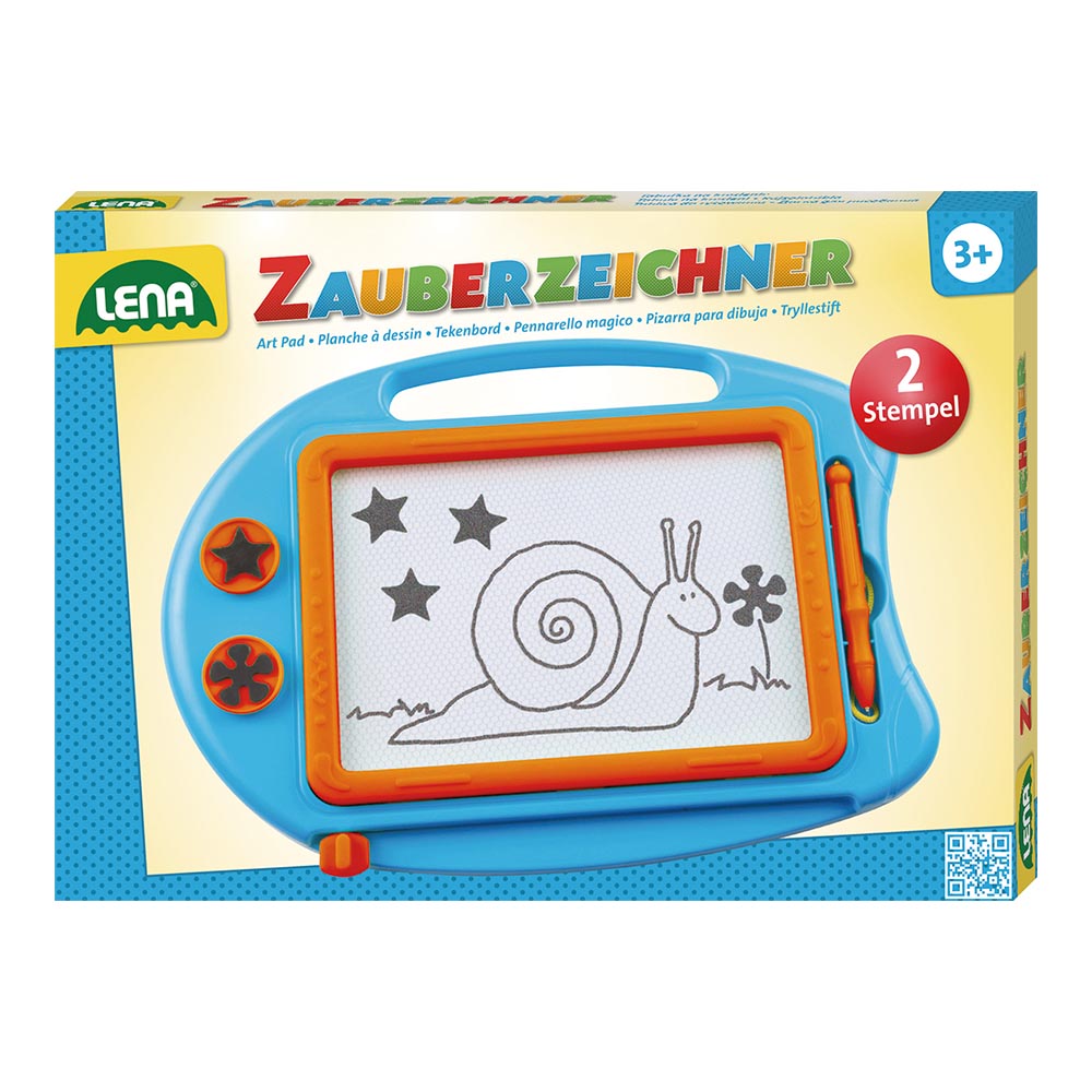 Lena Magic Drawing Board: Draw & Erase with Magic Pen and 2 Stamps - 26cm
