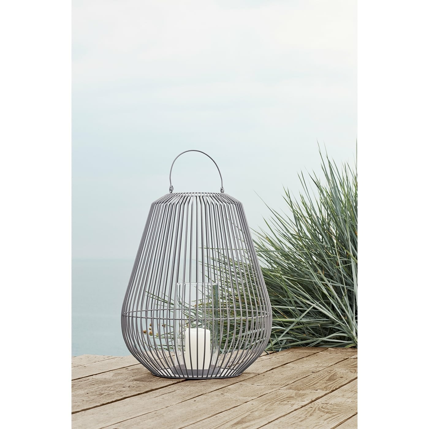 Blomus Lantern - Powder Coated Steel In Dove Grey: Small 46x53cm Nidea