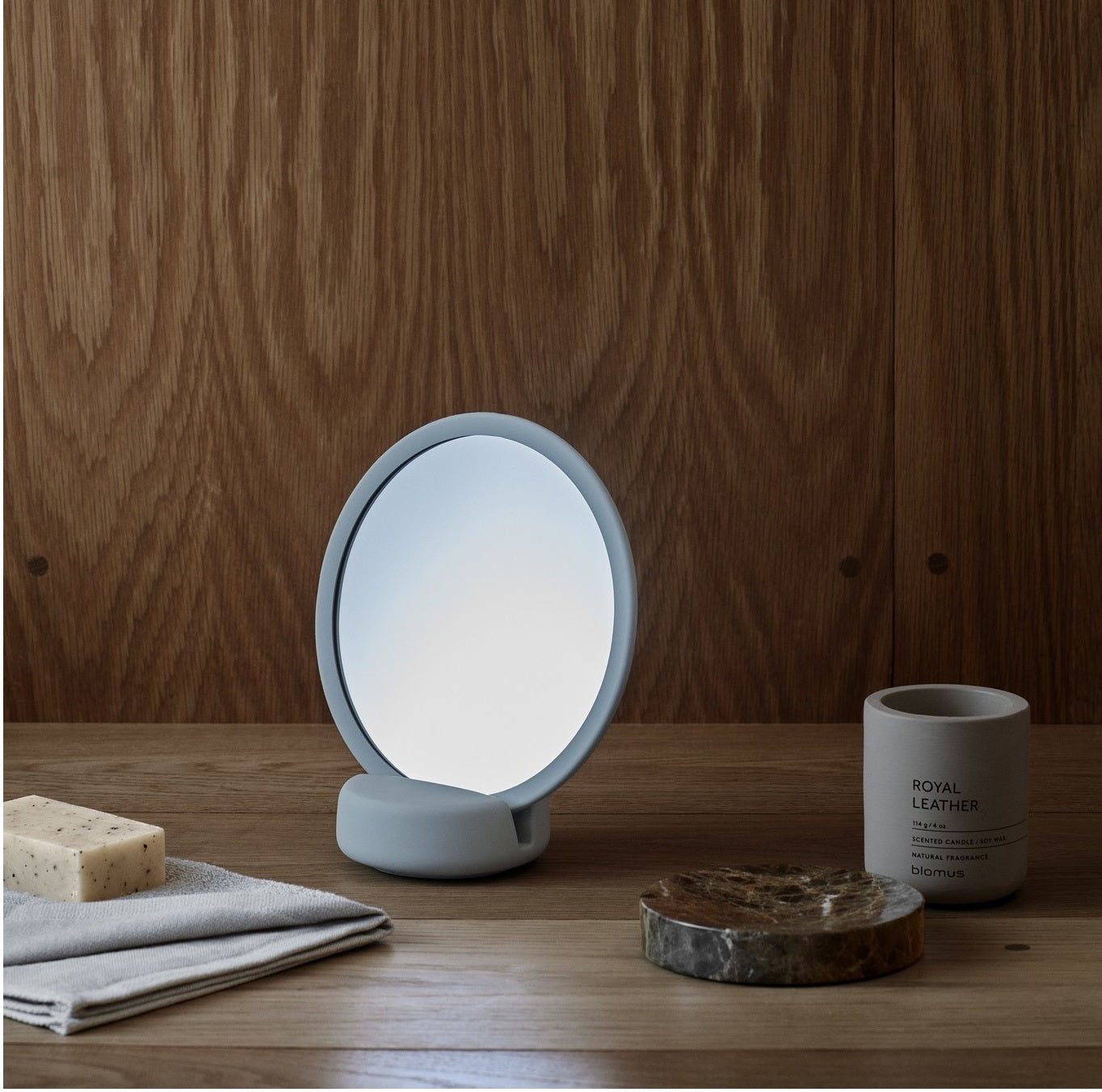 Blomus SONO Cosmetic Mirror with 5x Magnification and Removable Base - Moonbeam