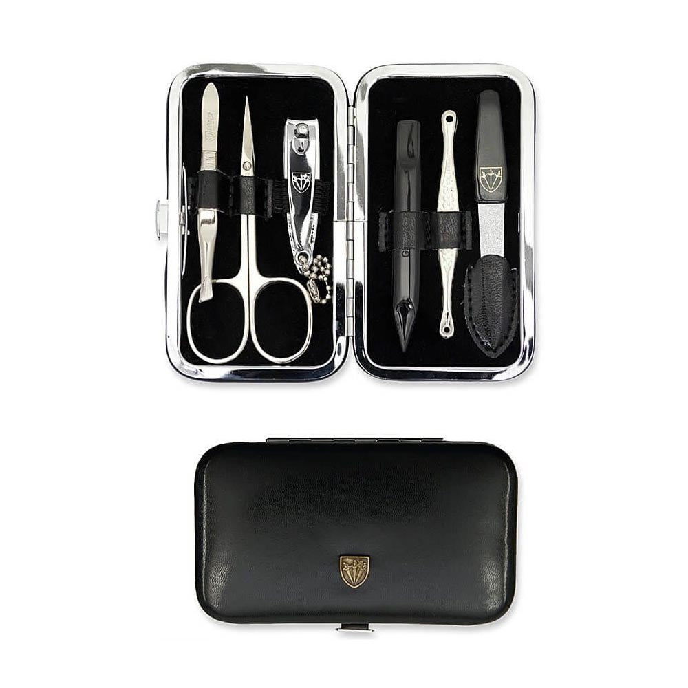 Kellermann 3 Swords Manicure Set in Black Faux Leather Case BL 7845 MC N: 6 Pieces