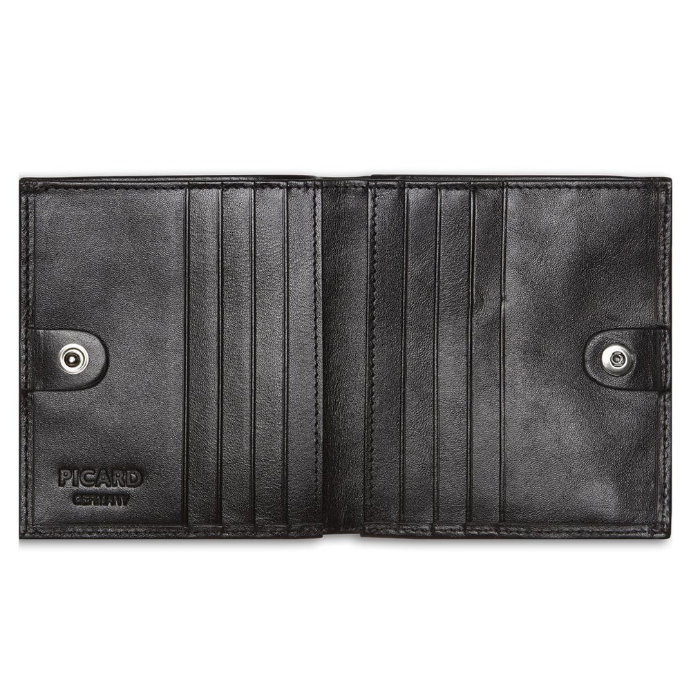 Picard Man's Square Apache Cow Leather Wallet - Black