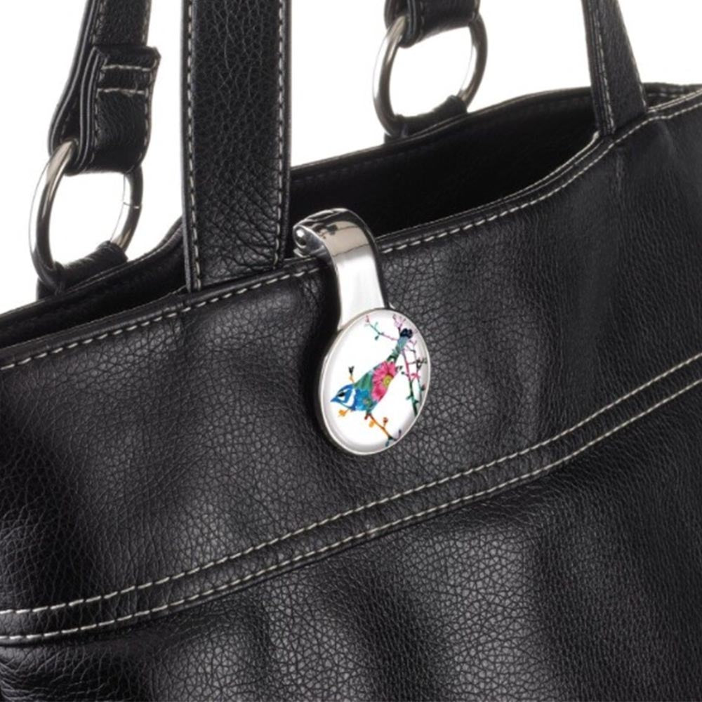 TROIKA Handbag Holder: Table Clip Hook for Bags: Bird on Branch
