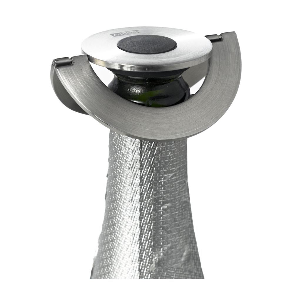 AdHoc Champagne Stopper in Silver Stainless Steel and Black Silicone CHAMP