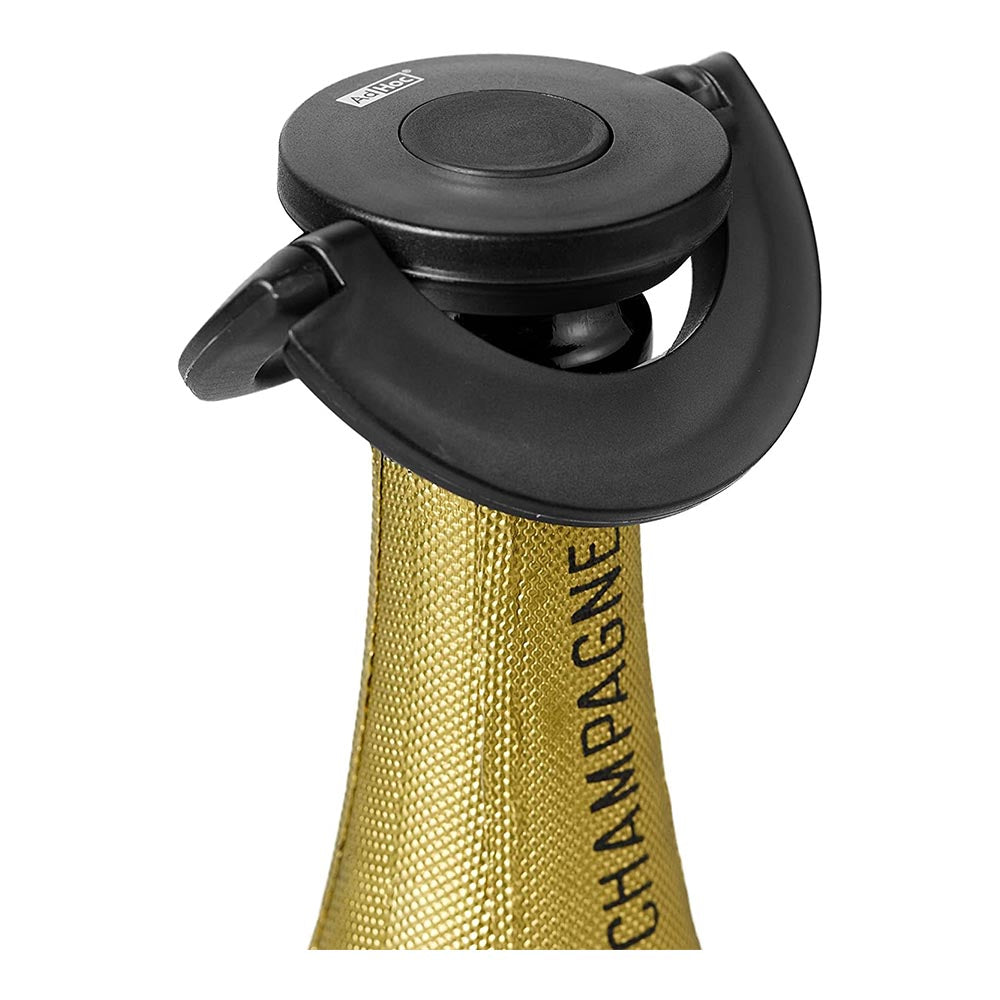 AdHoc Champagne Stopper Leakproof Horizontal or Vertical Storage GUSTO - Black