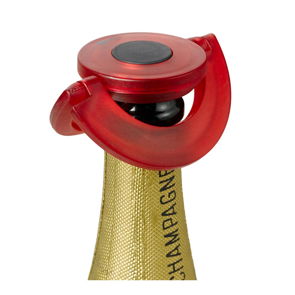 AdHoc Champagne Stopper Leakproof Horizontal or Vertical Storage GUSTO - Red