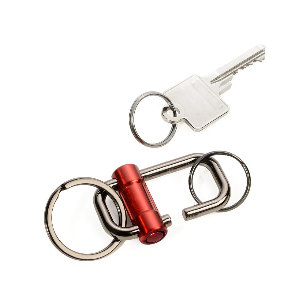 TROIKA Keyring with Quick-Release Slide Lock and 3 Rings - Red