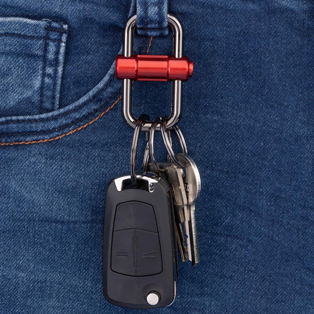 TROIKA Keyring with Quick-Release Slide Lock and 3 Rings - Red