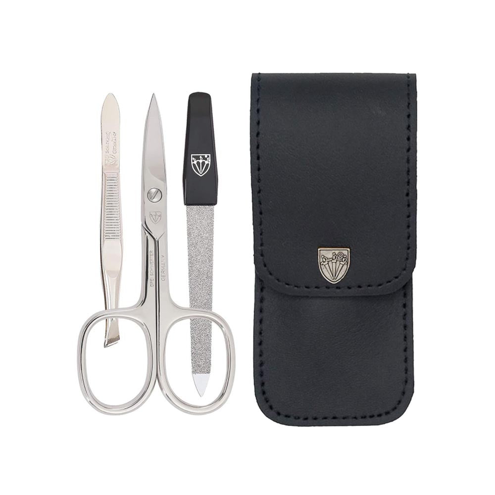 Kellermann 3 Swords Manicure Set Genuine Leather Premium - Black L 56771 P N