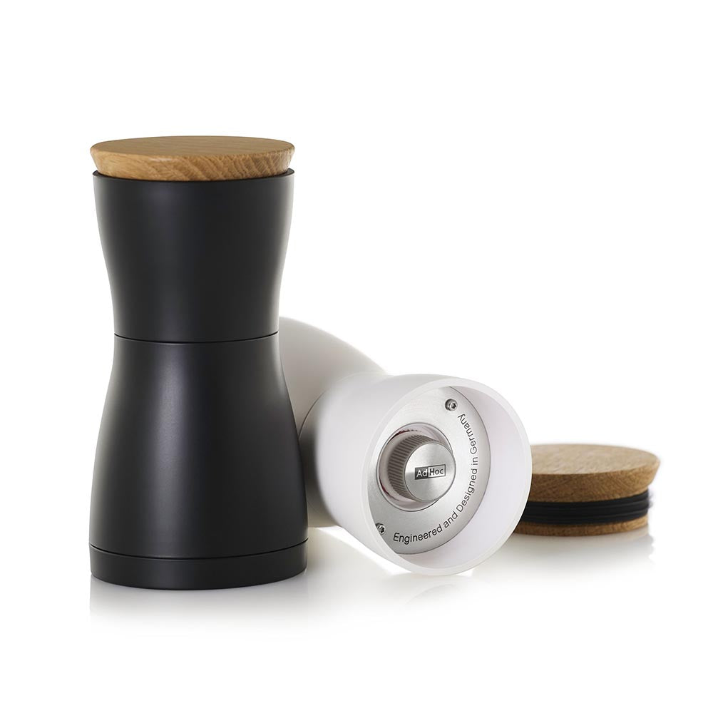 AdHoc Salt and Pepper Grinders German Brand - Twin Black & White 2 Piece