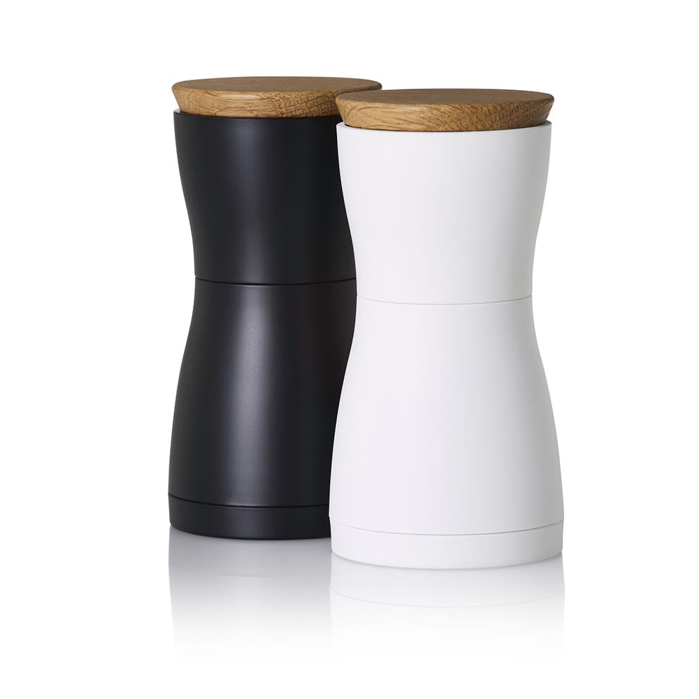 AdHoc Salt and Pepper Grinders German Brand - Twin Black & White 2 Piece