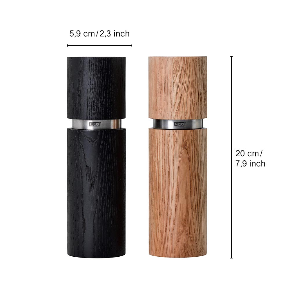 AdHoc Salt & Pepper Grinders in Wood - Textura Grande Large Set of 2