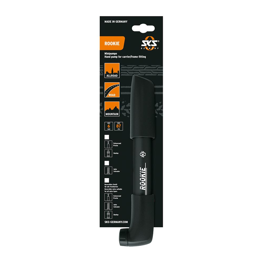 SKS Mini Pump for Bikes Lightweight and for all Valves ROOKIE-1 240mm Black
