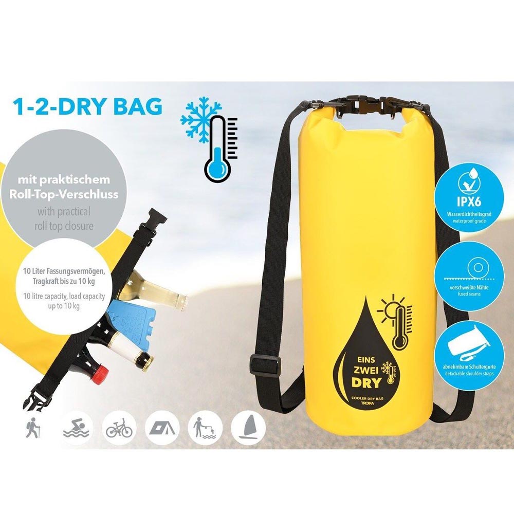 Troika Backpack and Cooler Bag for Outdoors Waterproof 10L 10Kg Yellow
