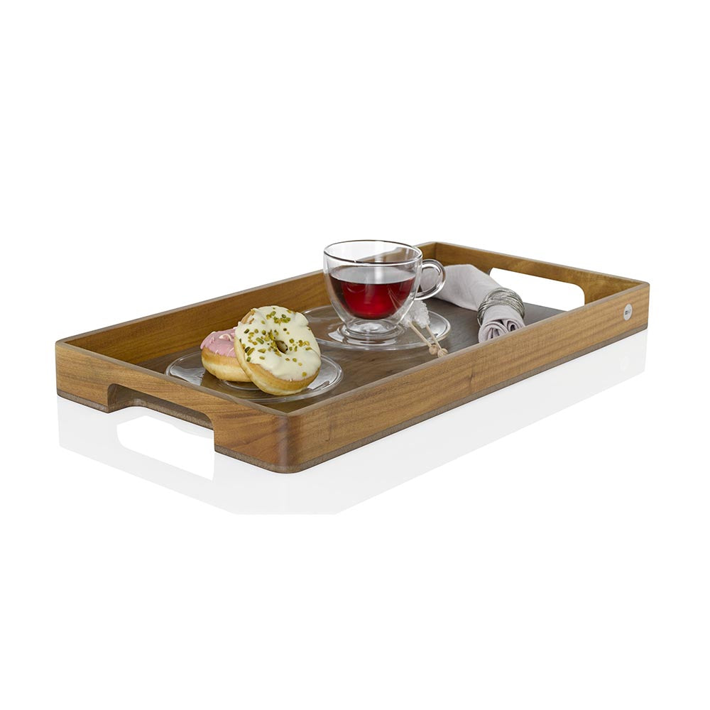 AdHoc Rectangular Wooden Serving Tray with Handles - SERVE 60x31x5 cm