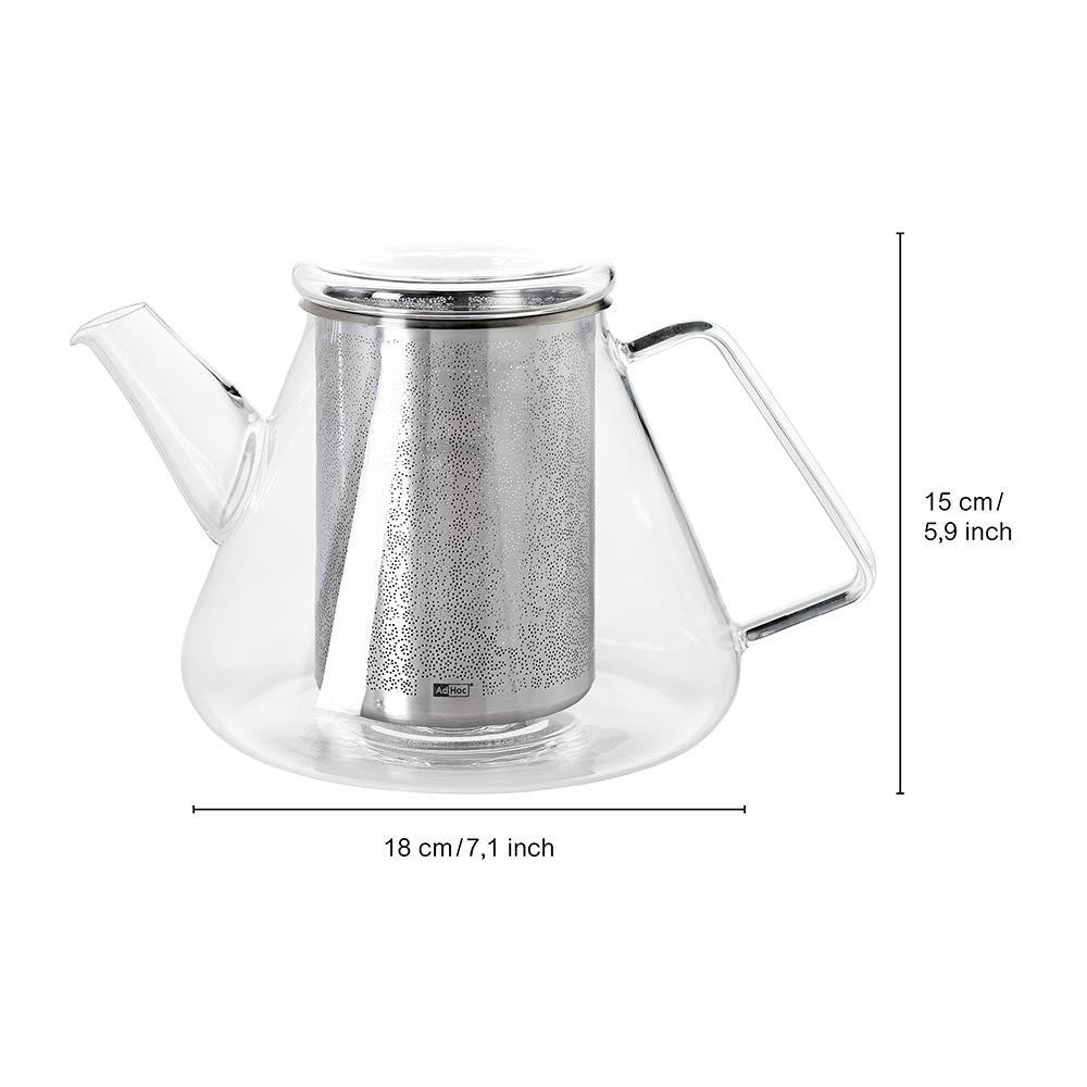 AdHoc Glass Teapot with Integrated Stainless-Steel Strainer 1.5L - ORIENT+