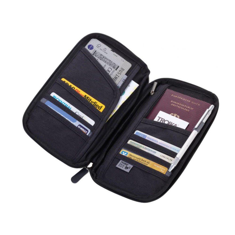 Troika Travel Document Case Rfid Blocking Personalisable Safe Flight Black