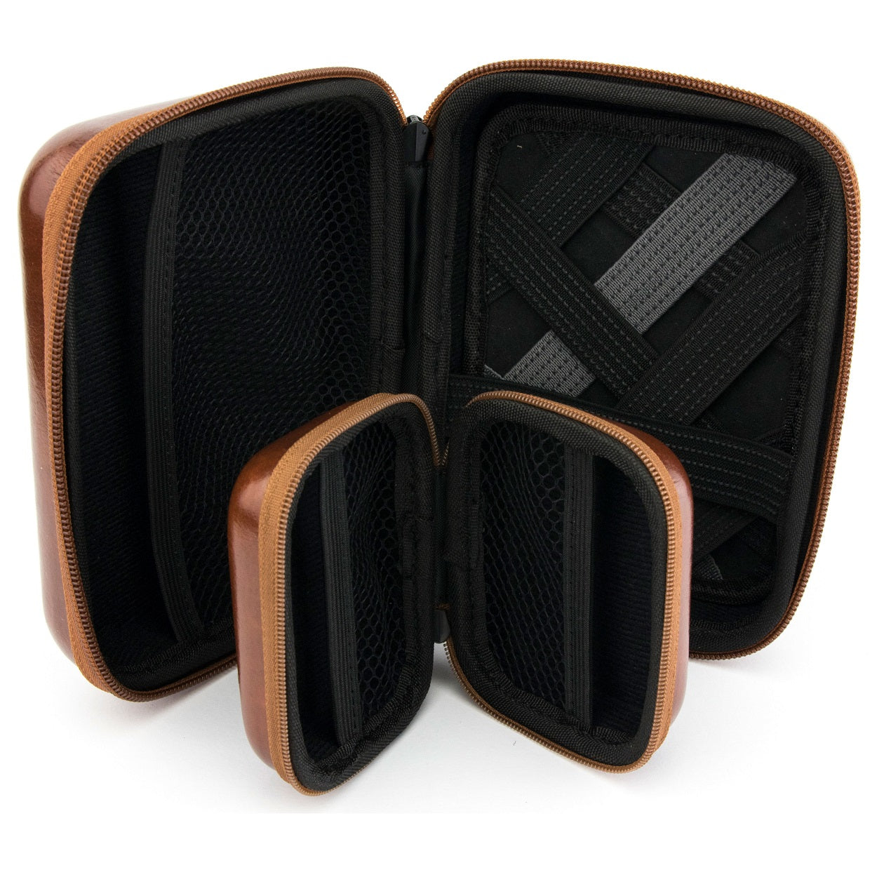 TROIKA Protective Organiser Cases with Zip ONPACK Brown-Set of 2