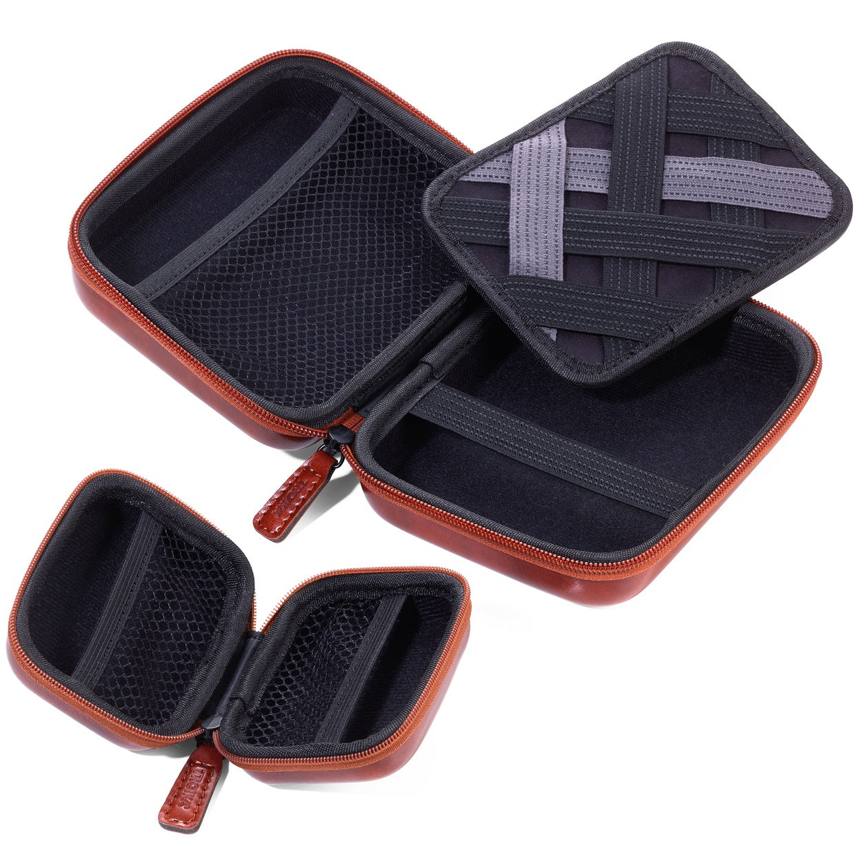TROIKA Protective Organiser Cases with Zip ONPACK Brown-Set of 2