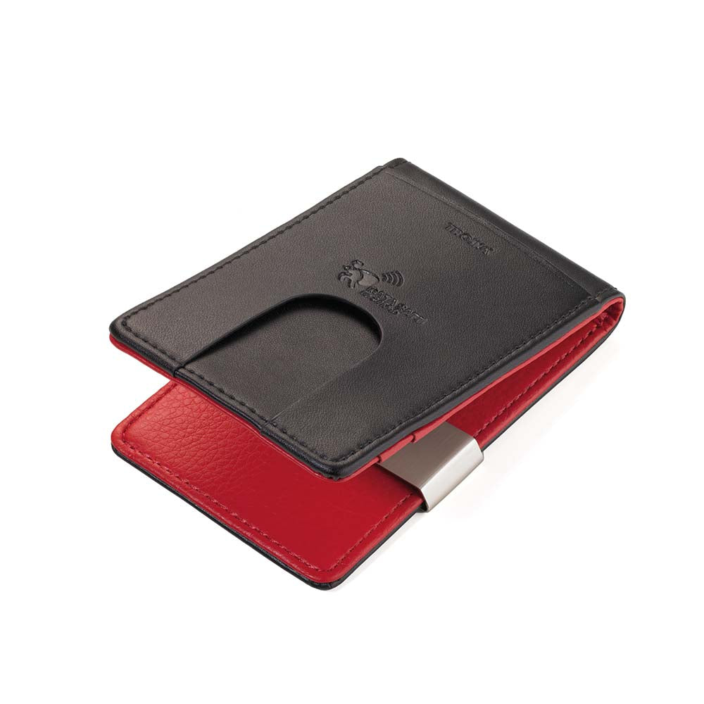 TROIKA RFID Shielding Credit Card Case with Money Clip - Black & Red