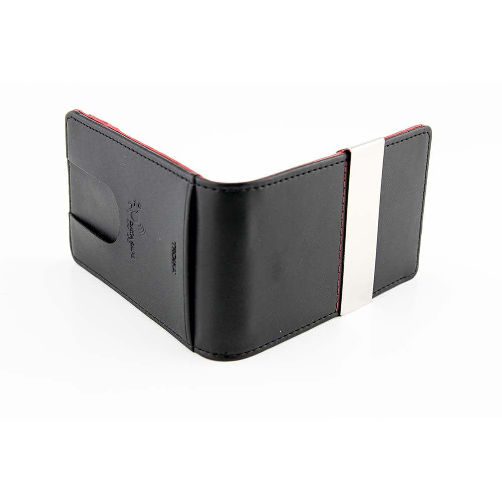 TROIKA RFID Shielding Credit Card Case with Money Clip - Black & Red