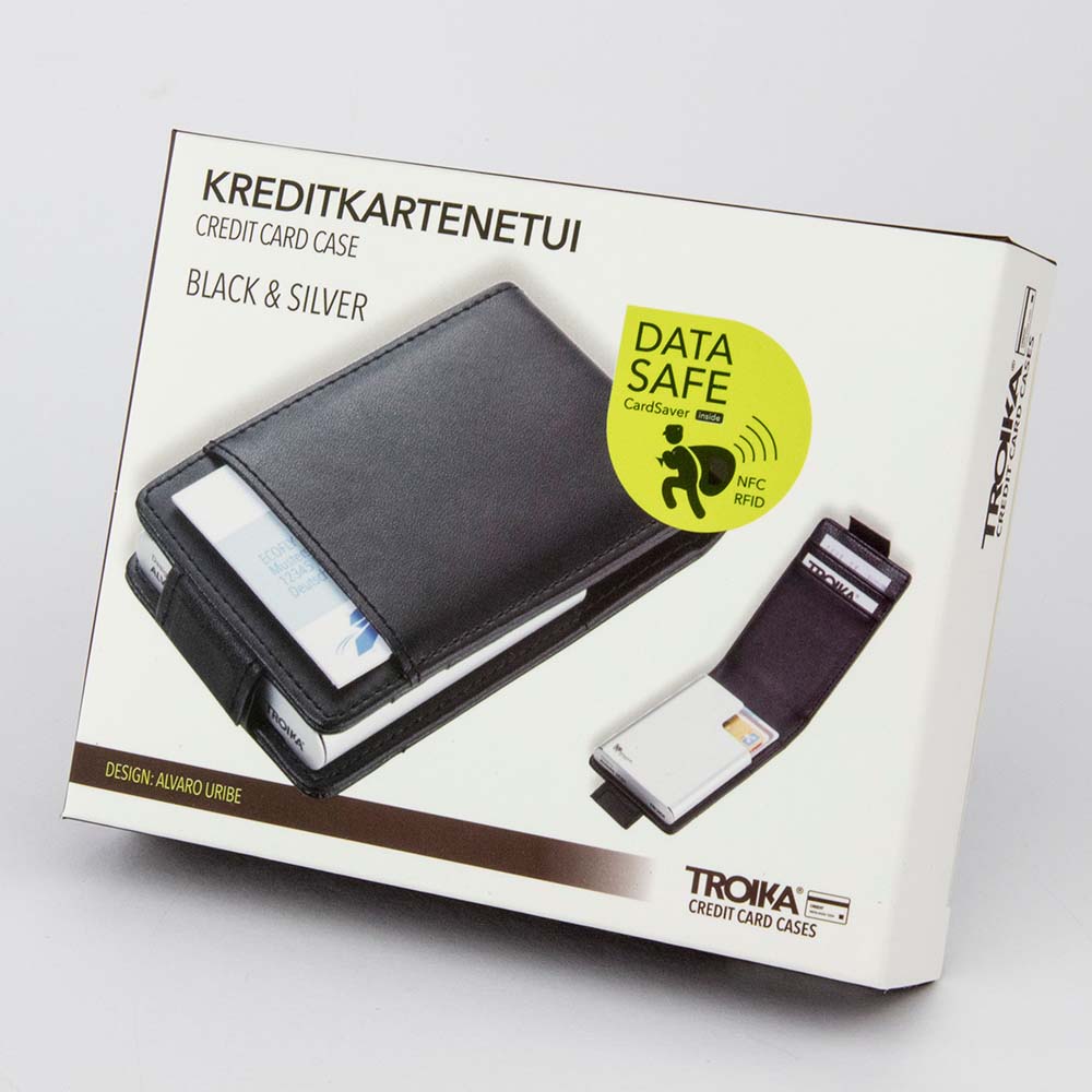 TROIKA - RFID Shielding Credit Card Case - Black and Silver