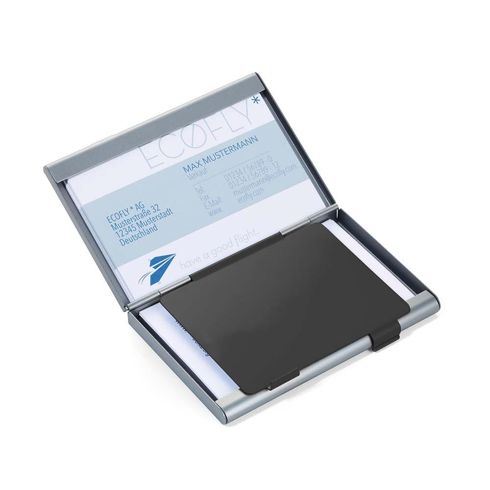 TROIKA Business or Credit Card Case with Partition - Silver & Black