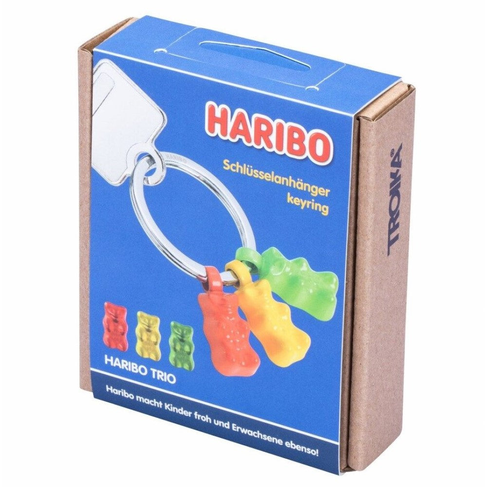 TROIKA Keyring with 3x HARIBO Gummy Bear Charms in Green, Yellow and Red