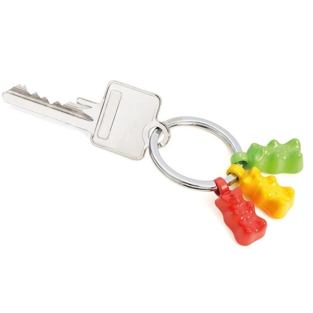 TROIKA Keyring with 3x HARIBO Gummy Bear Charms in Green, Yellow and Red