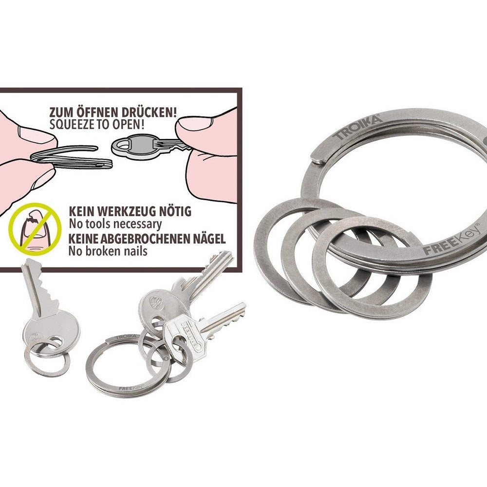 TROIKA Keyring Fingernail Friendly 3 Ring Keyring - FREEKEY SYSTEM