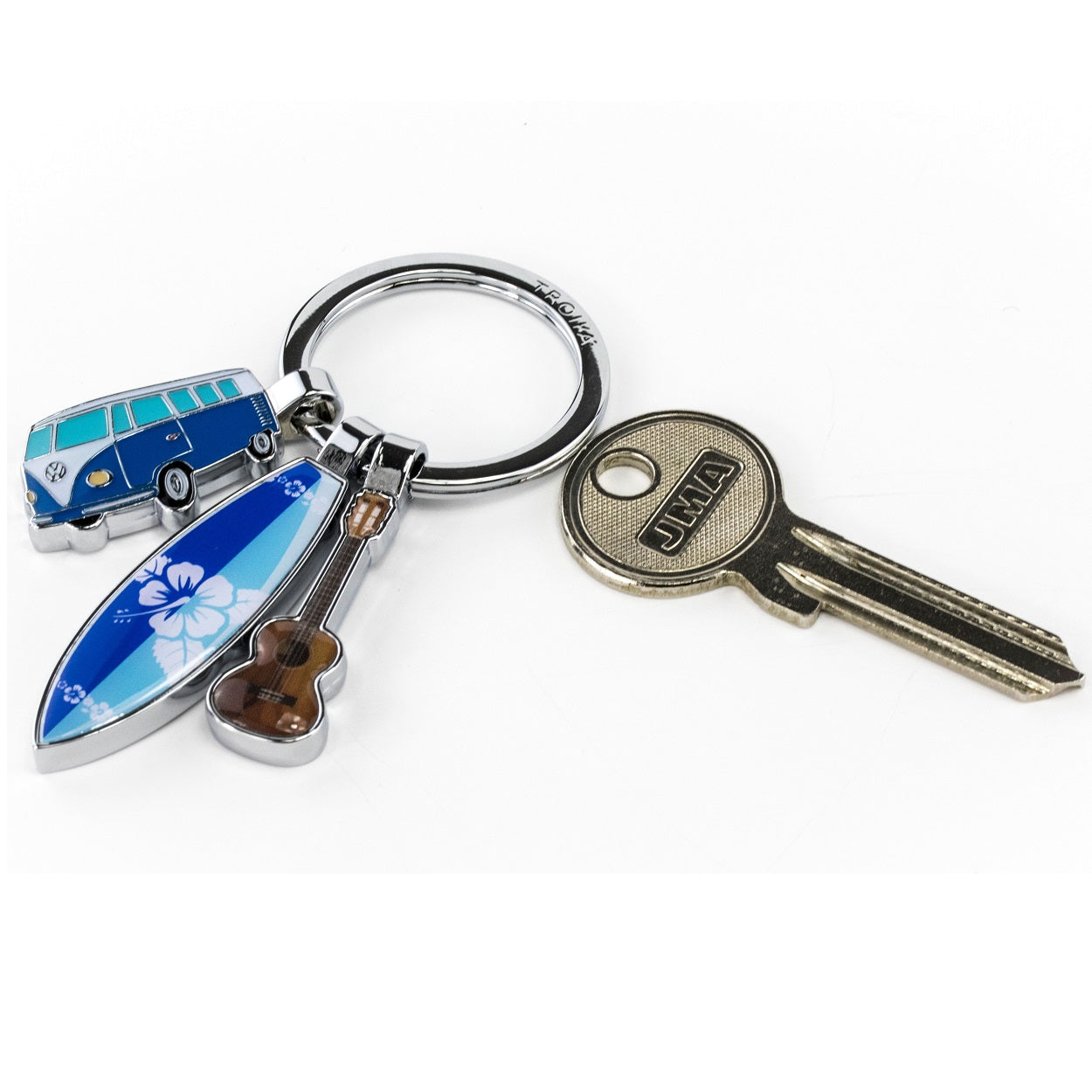 TROIKA Keyring with 3 Charms VW SURFMATE T1 COMBI