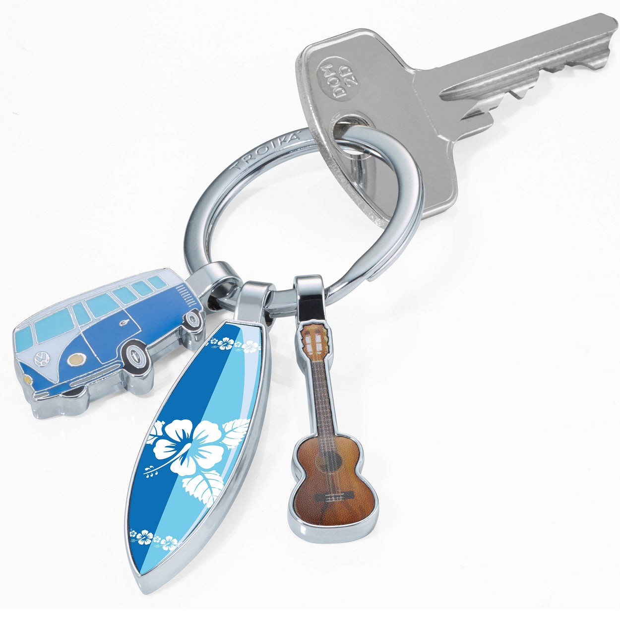 TROIKA Keyring with 3 Charms VW SURFMATE T1 COMBI