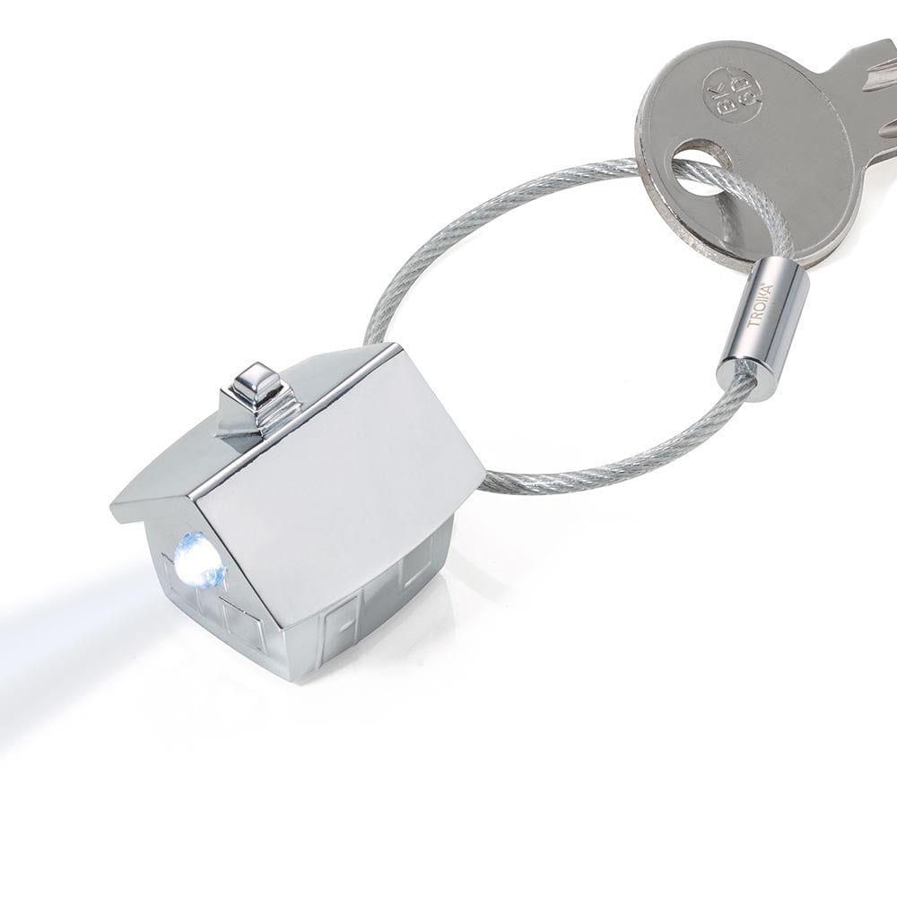 TROIKA Keyring Light House – Silver Colour with LED light