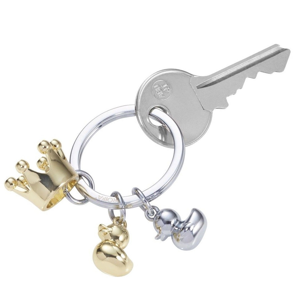 TROIKA Keyring ROYAL DUCKS with 2 Ducks and Crown Charms