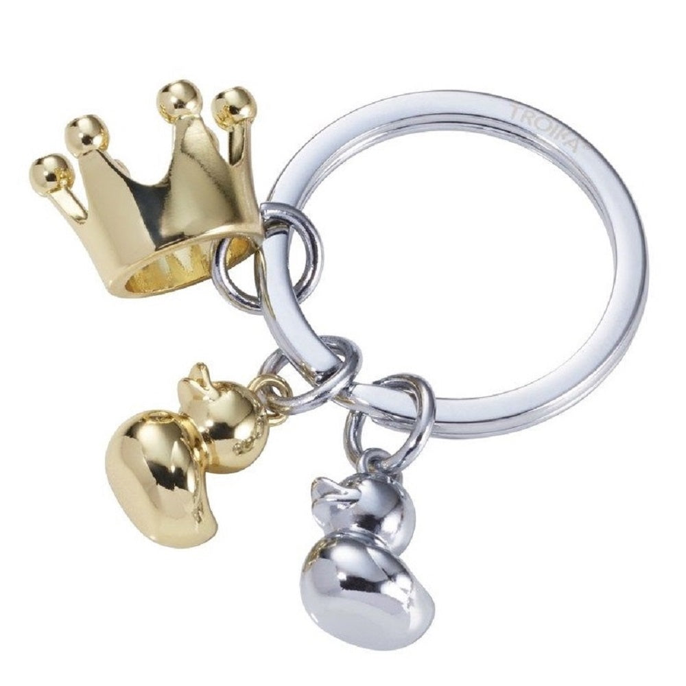 TROIKA Keyring ROYAL DUCKS with 2 Ducks and Crown Charms