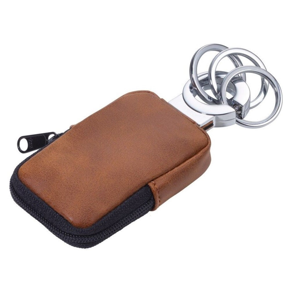 TROIKA Click-Lock Keyring with Anti-Bacterial Pouch CLEAN CLICK in Brown