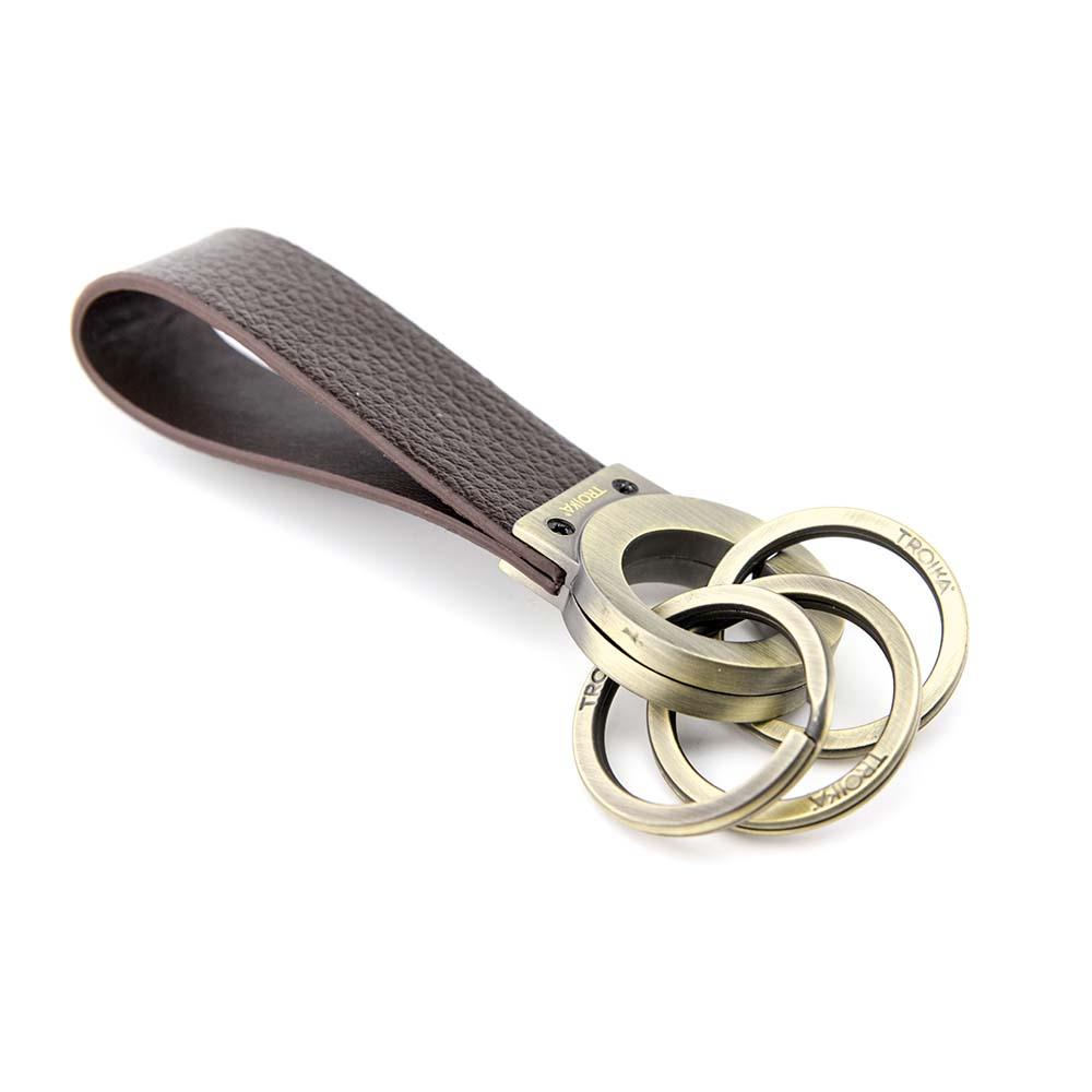 Key Chain Click TROIKA Key-Click Leather Keychain with Click Mechanism - Brown/Antique