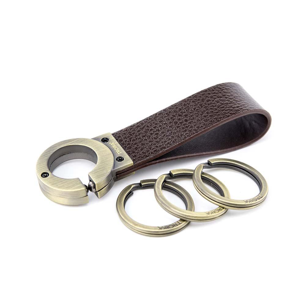 Key Chain Click TROIKA Key-Click Leather Keychain with Click Mechanism - Brown/Antique