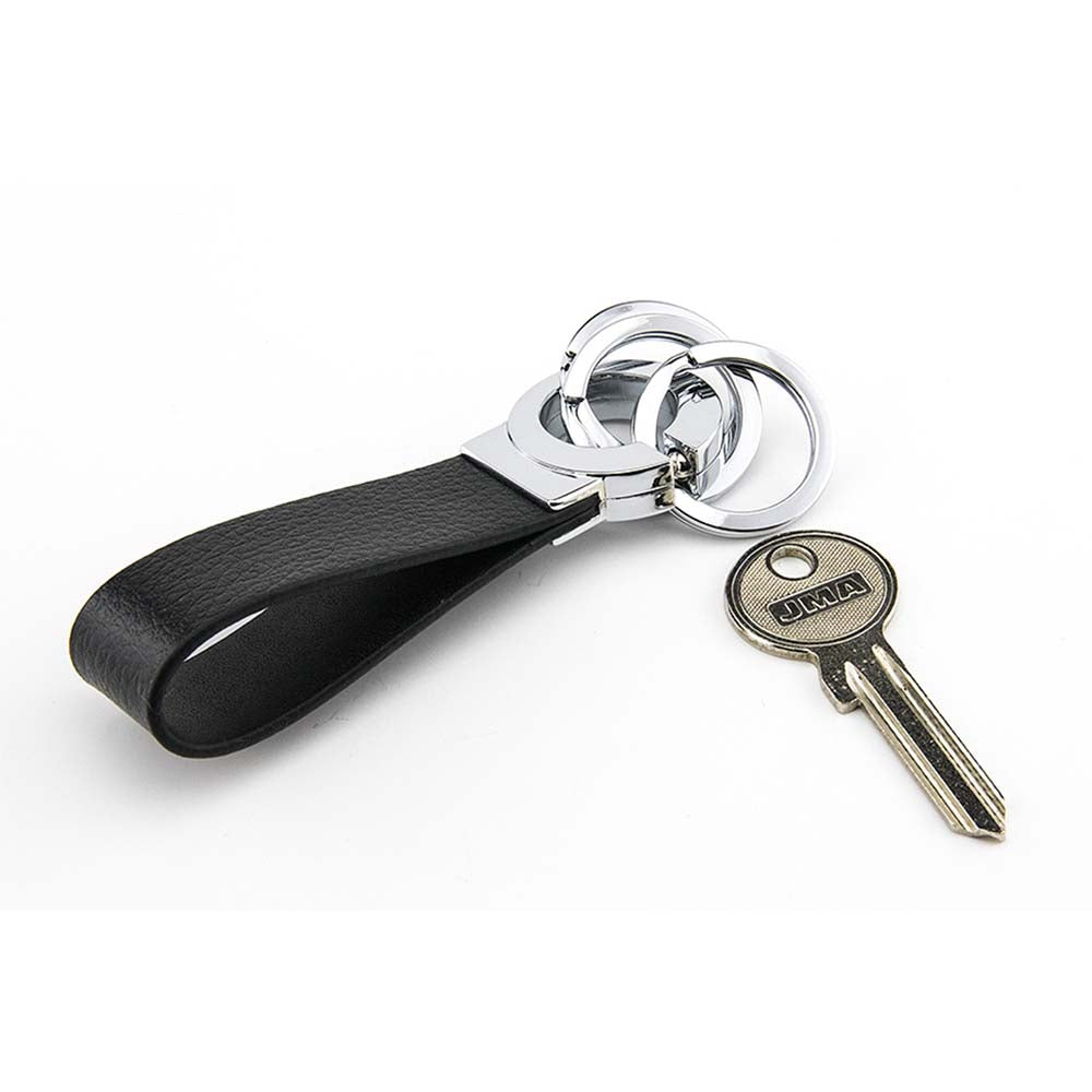 Key Chain Click TROIKA Key-Click Leather Keychain with Click Mechanism - Black/Silver