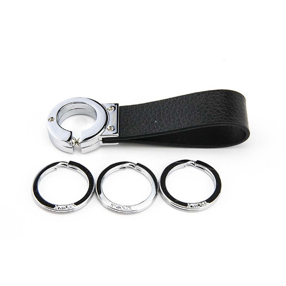 Key Chain Click TROIKA Key-Click Leather Keychain with Click Mechanism - Black/Silver