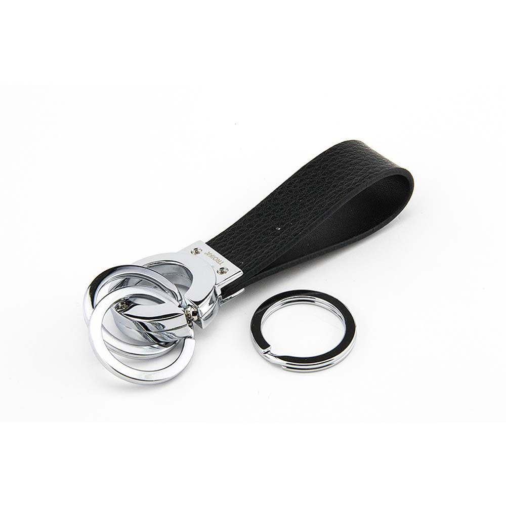 Key Chain Click TROIKA Key-Click Leather Keychain with Click Mechanism - Black/Silver