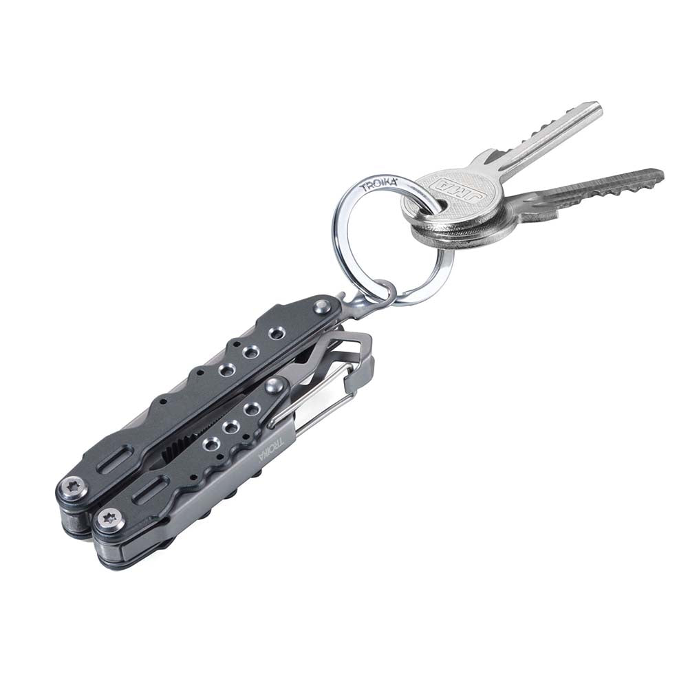 TROIKA Mini-Tool Keyring with 7 Functions - Grey