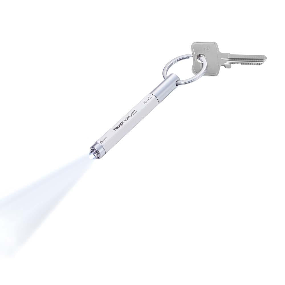 TROIKA Keyring with Torch and Micro Ballpoint Pen - Silver