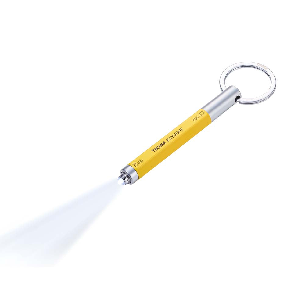 TROIKA Keyring with Torch and Micro Ballpoint Pen - Yellow