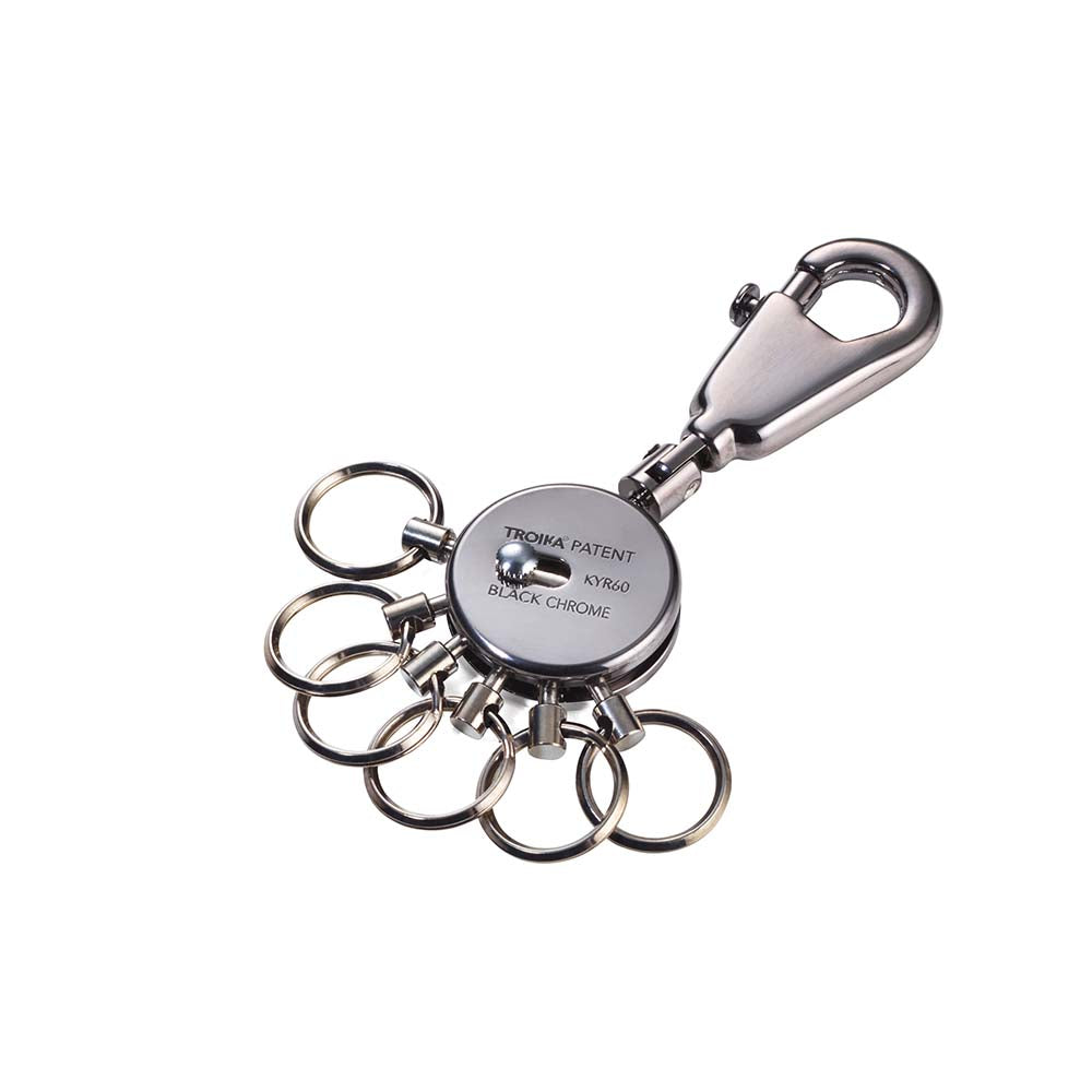 Troika Keyring With Carabiner and 6 Rings - Black Chrome