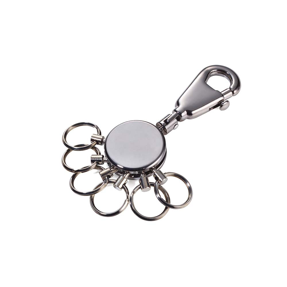 Troika Keyring With Carabiner and 6 Rings - Black Chrome