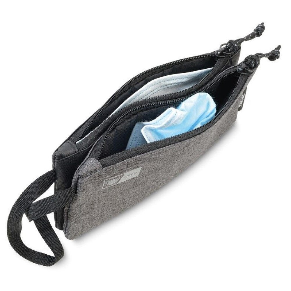 TROIKA Pouch Bag for Masks: Antibacterial with 2 Compartments DUO MASK BAG