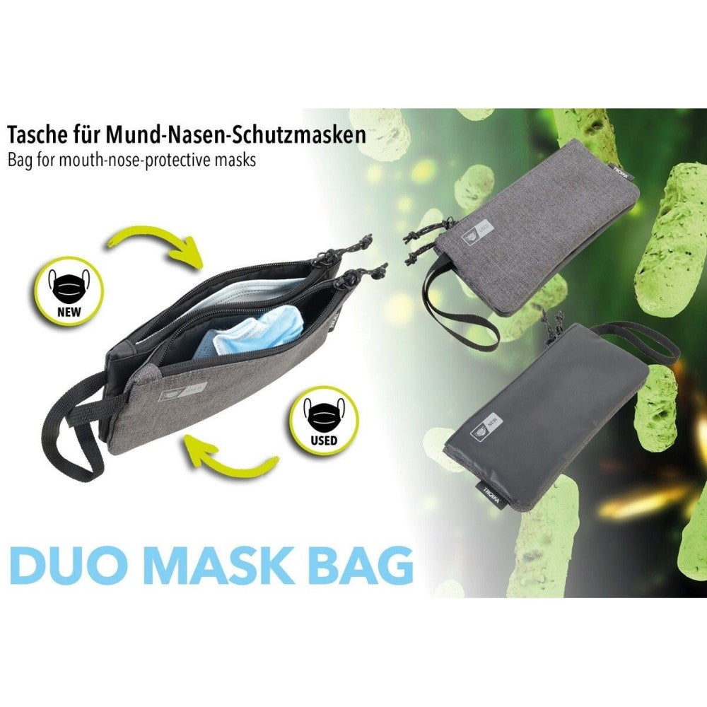 TROIKA Pouch Bag for Masks: Antibacterial with 2 Compartments DUO MASK BAG
