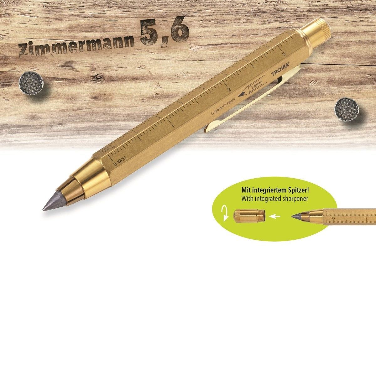 TROIKA Carpenter's Pencil Thick ZIMMERMANN 5,6 – Antique Brass Colour