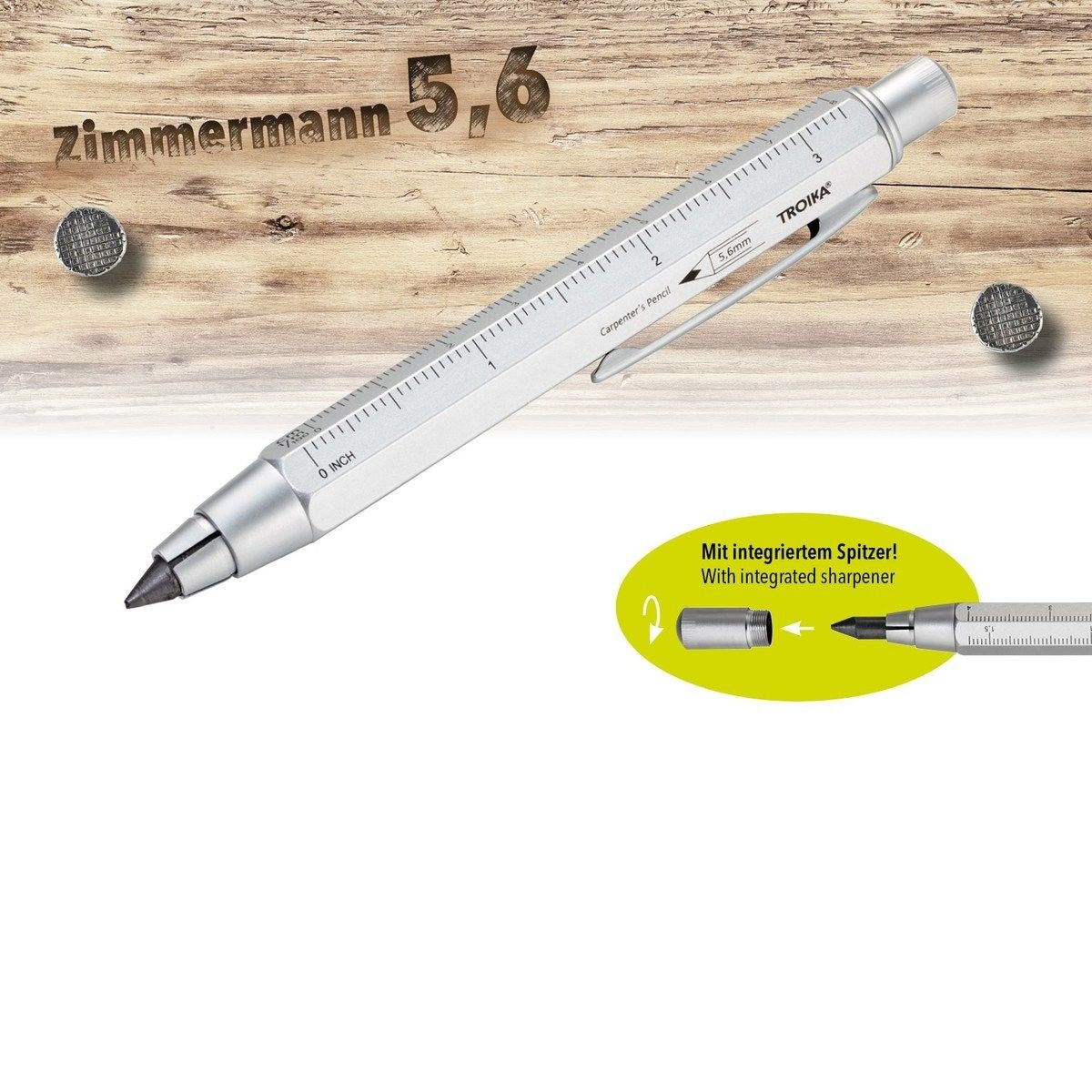 TROIKA Carpenter's Pencil Thick ZIMMERMANN 5,6 – Silver Colour